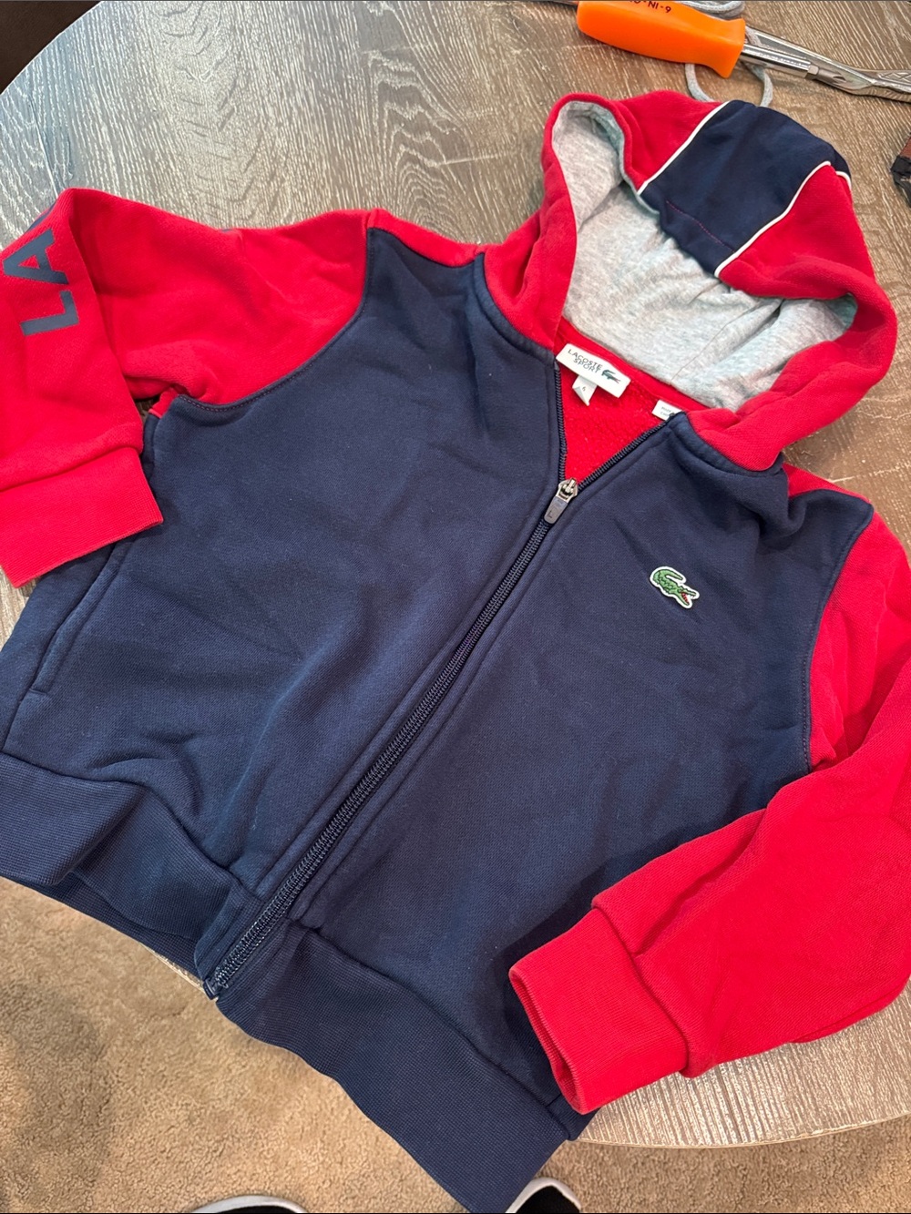 Lacoste Kids Navy and Red Full-Zip Hoodie